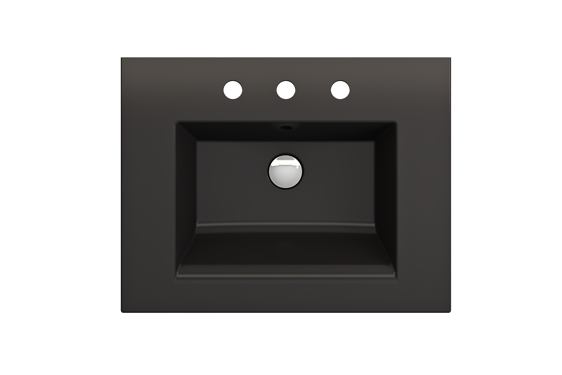 BOCCHI Ravenna 25" Rectangle Wallmount Fireclay Bathroom Sink, Matte Black, 3 Faucet Hole, 1161-004-0127