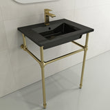 BOCCHI Ravenna 25" Rectangle Wallmount Fireclay Bathroom Sink, Black, Single Faucet Hole, 1161-005-0126