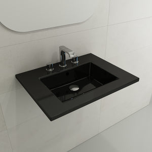 Alternate Image for BOCCHI Ravenna 25" Rectangle Wallmount Fireclay Bathroom Sink, Black, 3 Faucet Hole, 1161-005-0127