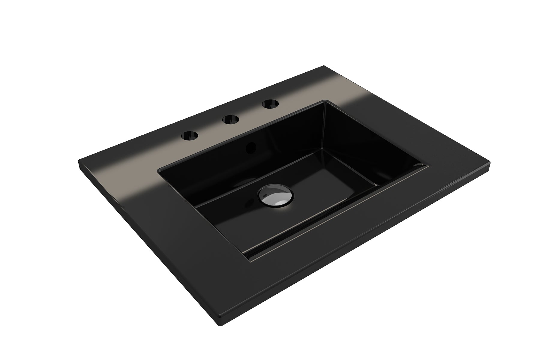 BOCCHI Ravenna 25" Rectangle Wallmount Fireclay Bathroom Sink, Black, 3 Faucet Hole, 1161-005-0127