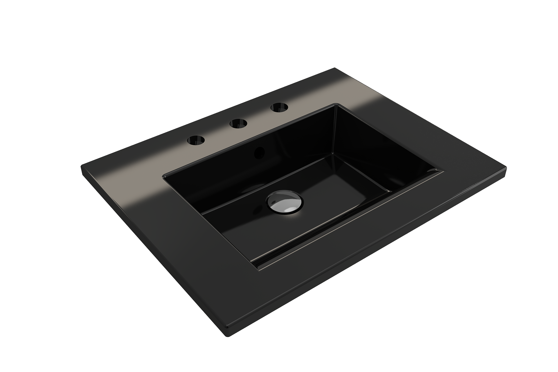 BOCCHI Ravenna 25" Rectangle Wallmount Fireclay Bathroom Sink, Black, 3 Faucet Hole, 1161-005-0127
