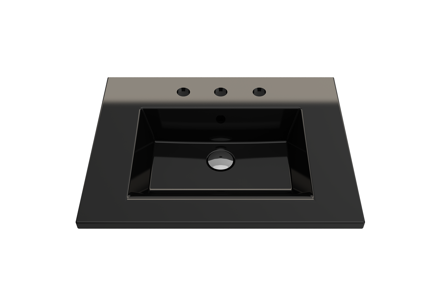 BOCCHI Ravenna 25" Rectangle Wallmount Fireclay Bathroom Sink, Black, 3 Faucet Hole, 1161-005-0127