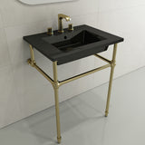 BOCCHI Ravenna 25" Rectangle Wallmount Fireclay Bathroom Sink, Black, 3 Faucet Hole, 1161-005-0127