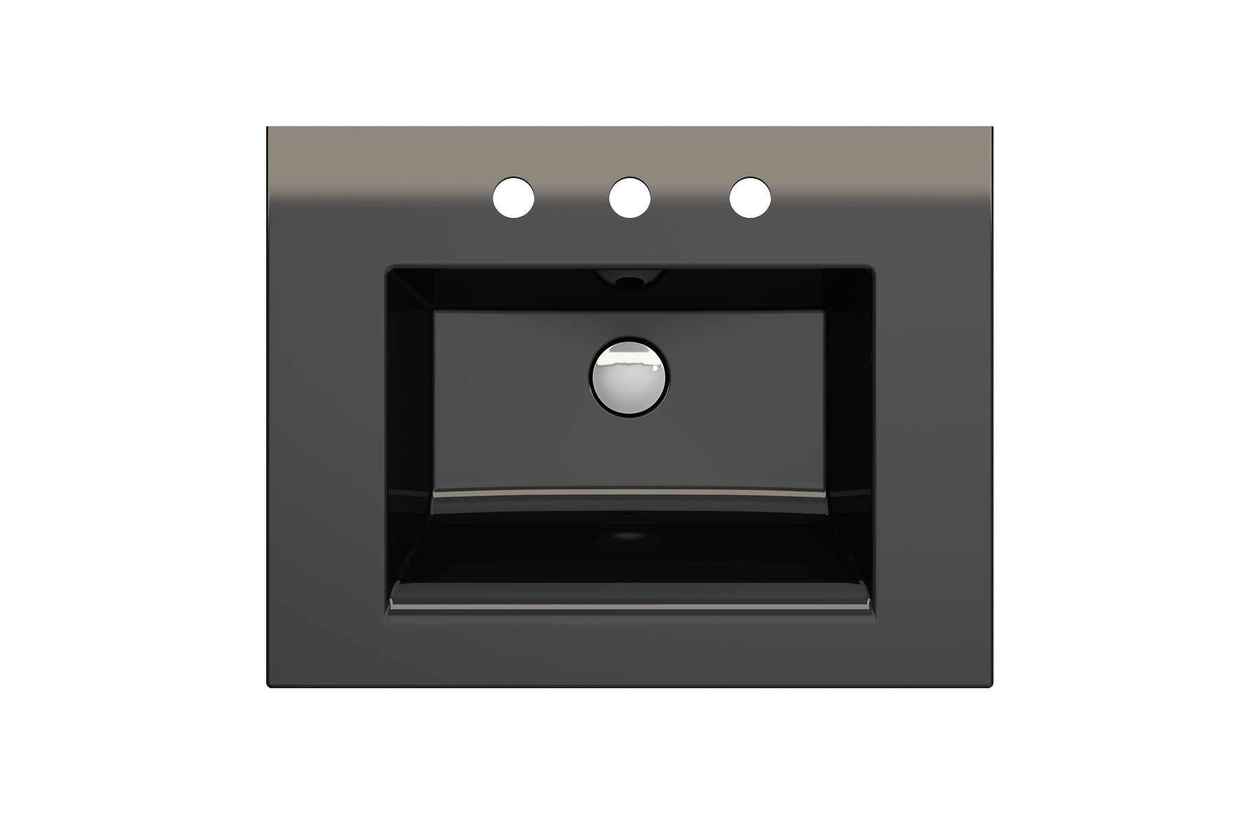 BOCCHI Ravenna 25" Rectangle Wallmount Fireclay Bathroom Sink, Black, 3 Faucet Hole, 1161-005-0127