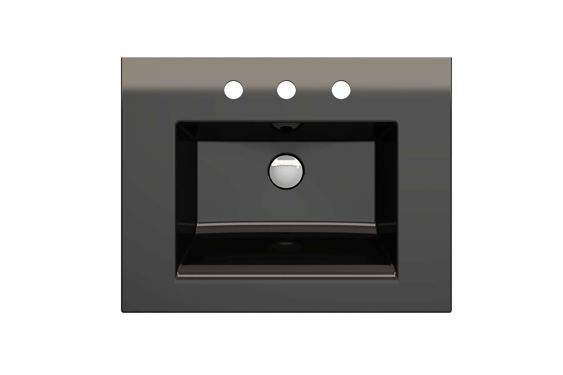 BOCCHI Ravenna 25" Rectangle Wallmount Fireclay Bathroom Sink, Black, 3 Faucet Hole, 1161-005-0127