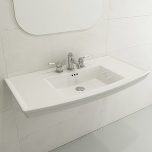 Alternate Image for BOCCHI Lavita 40" Rectangle Wallmount Fireclay Bathroom Sink, White, 3 Faucet Hole, 1168-001-0127