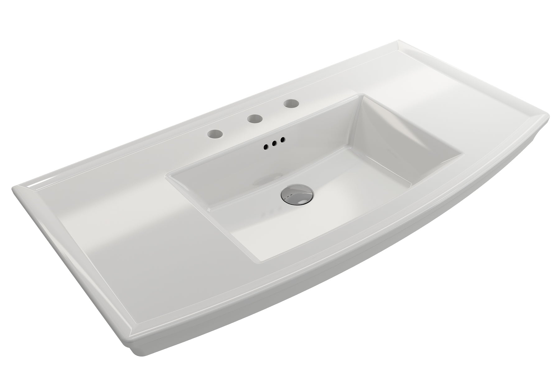 Alternate Image for BOCCHI Lavita 40" Rectangle Wallmount Fireclay Bathroom Sink, White, 3 Faucet Hole, 1168-001-0127