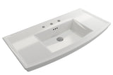 BOCCHI Lavita 40" Rectangle Wallmount Fireclay Bathroom Sink, White, 3 Faucet Hole, 1168-001-0127