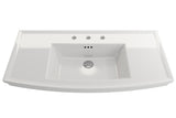 BOCCHI Lavita 40" Rectangle Wallmount Fireclay Bathroom Sink, White, 3 Faucet Hole, 1168-001-0127