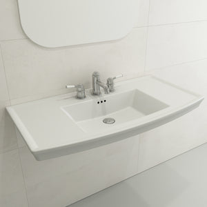 Alternate Image for BOCCHI Lavita 40" Rectangle Wallmount Fireclay Bathroom Sink, Matte White, 3 Faucet Hole, 1168-002-0127