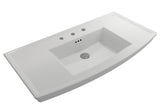 BOCCHI Lavita 40" Rectangle Wallmount Fireclay Bathroom Sink, Matte White, 3 Faucet Hole, 1168-002-0127