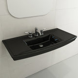 BOCCHI Lavita 40" Rectangle Wallmount Fireclay Bathroom Sink, Black, 3 Faucet Hole, 1168-005-0127
