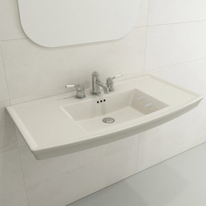 Alternate Image for BOCCHI Lavita 40" Rectangle Wallmount Fireclay Bathroom Sink, Biscuit, 3 Faucet Hole, 1168-014-0127