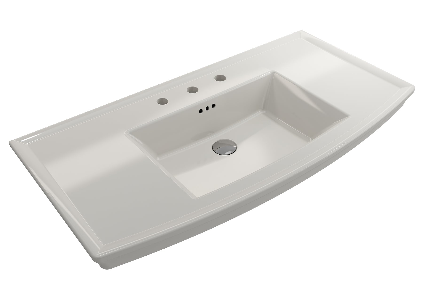 BOCCHI Lavita 40" Rectangle Wallmount Fireclay Bathroom Sink, Biscuit, 3 Faucet Hole, 1168-014-0127