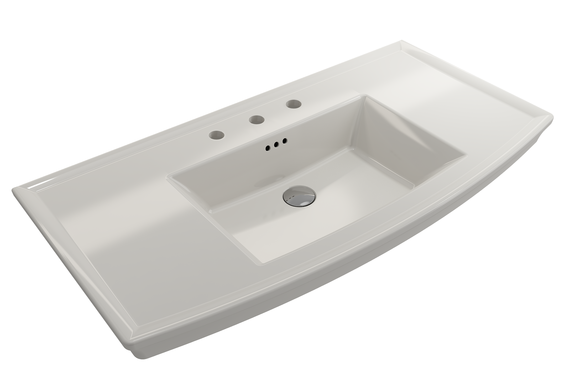 BOCCHI Lavita 40" Rectangle Wallmount Fireclay Bathroom Sink, Biscuit, 3 Faucet Hole, 1168-014-0127