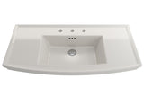 BOCCHI Lavita 40" Rectangle Wallmount Fireclay Bathroom Sink, Biscuit, 3 Faucet Hole, 1168-014-0127
