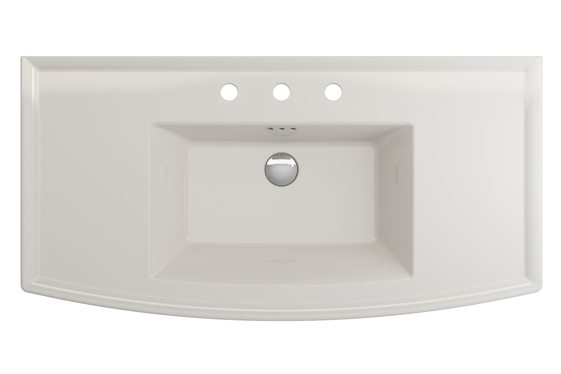 BOCCHI Lavita 40" Rectangle Wallmount Fireclay Bathroom Sink, Biscuit, 3 Faucet Hole, 1168-014-0127
