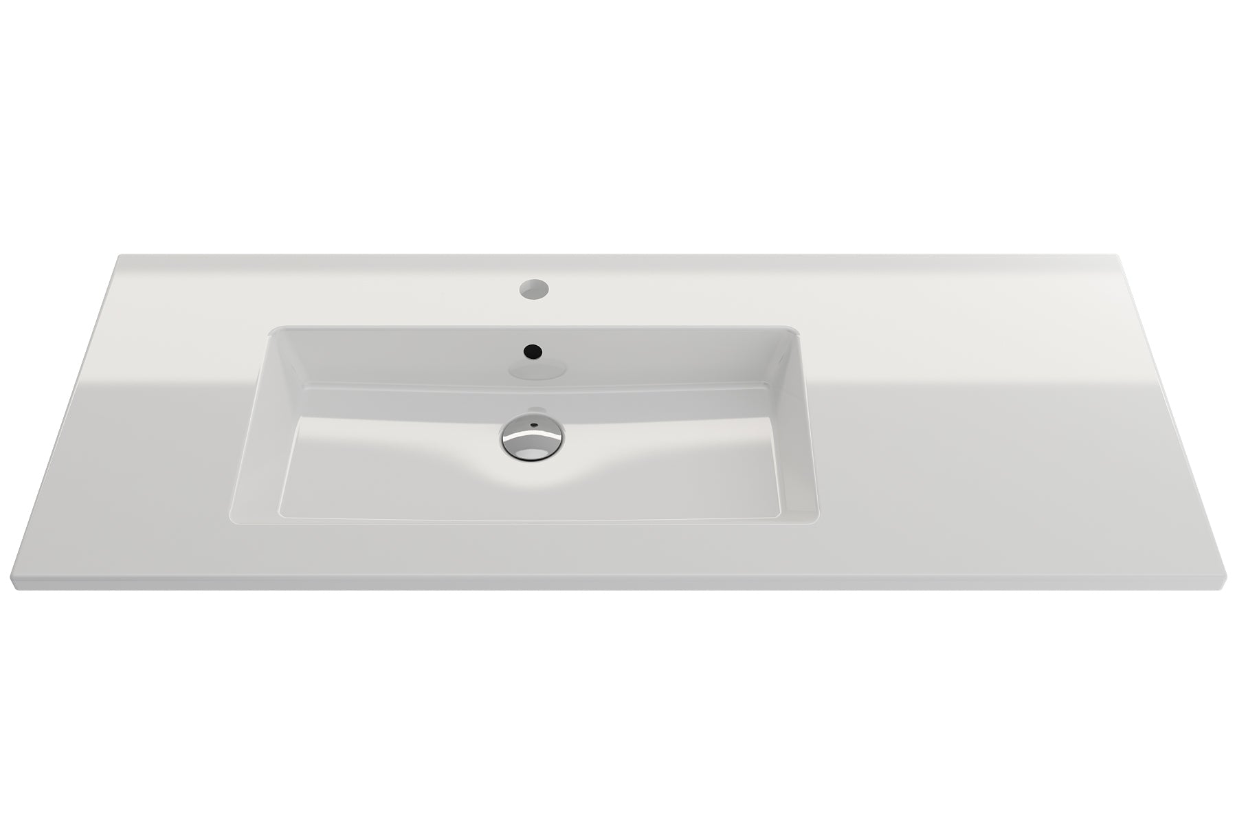 BOCCHI Ravenna 48" Rectangle Wallmount Fireclay Bathroom Sink, White, Single Faucet Hole, 1305-001-0126