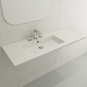 Alternate Image for BOCCHI Ravenna 48" Rectangle Wallmount Fireclay Bathroom Sink, White, 3 Faucet Hole, 1305-001-0127