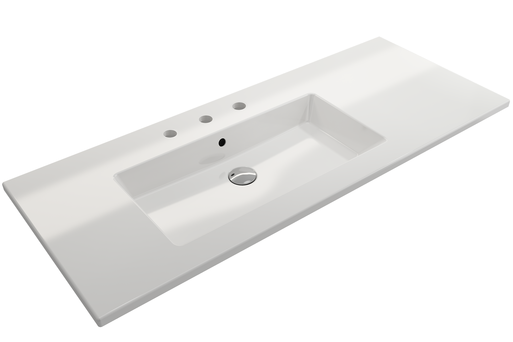 BOCCHI Ravenna 48" Rectangle Wallmount Fireclay Bathroom Sink, White, 3 Faucet Hole, 1305-001-0127