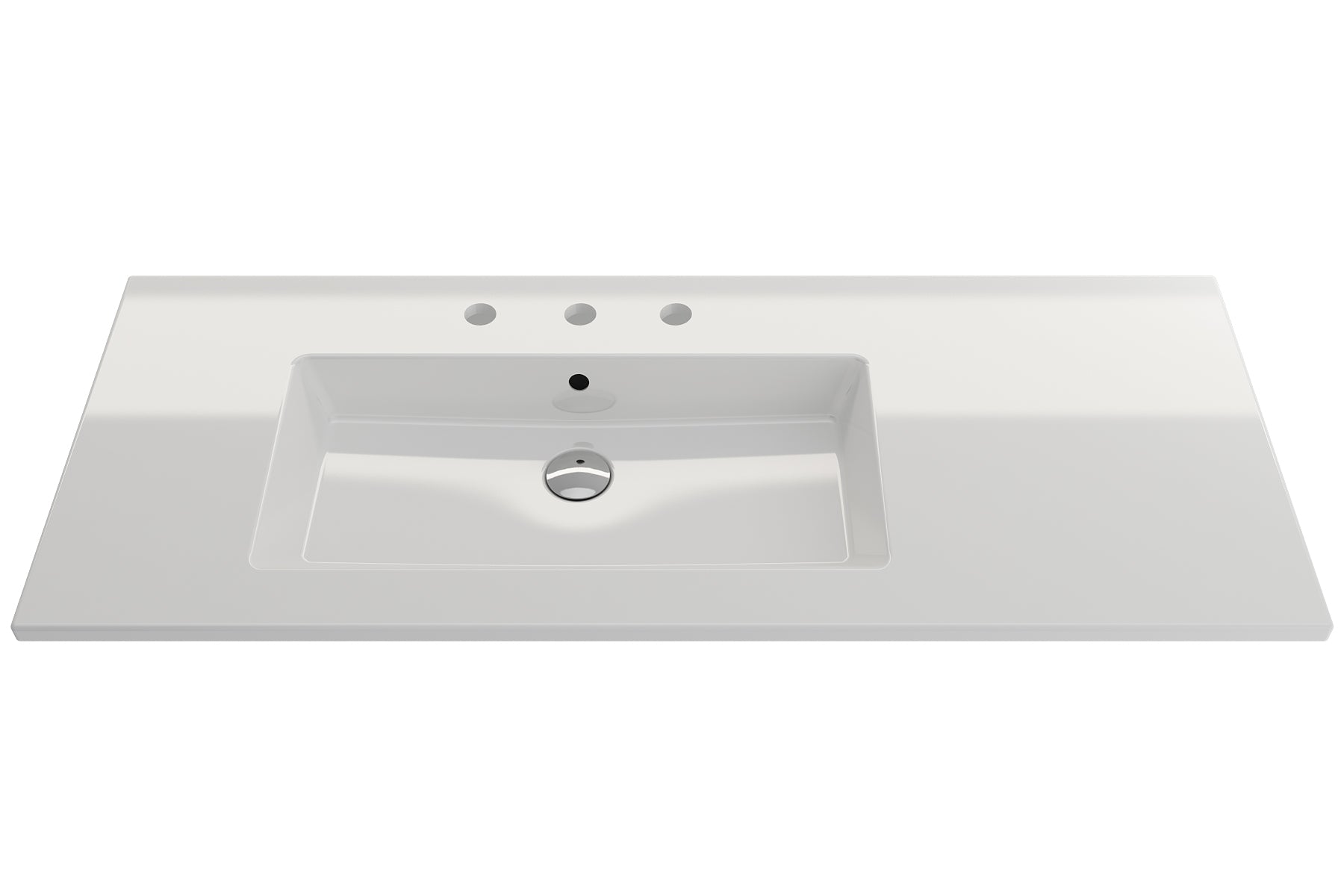 BOCCHI Ravenna 48" Rectangle Wallmount Fireclay Bathroom Sink, White, 3 Faucet Hole, 1305-001-0127