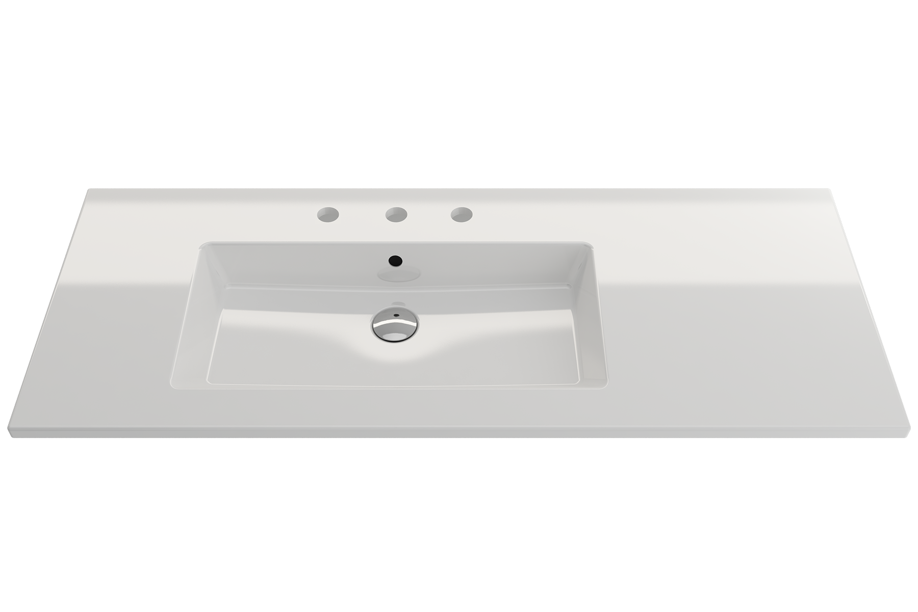 BOCCHI Ravenna 48" Rectangle Wallmount Fireclay Bathroom Sink, White, 3 Faucet Hole, 1305-001-0127