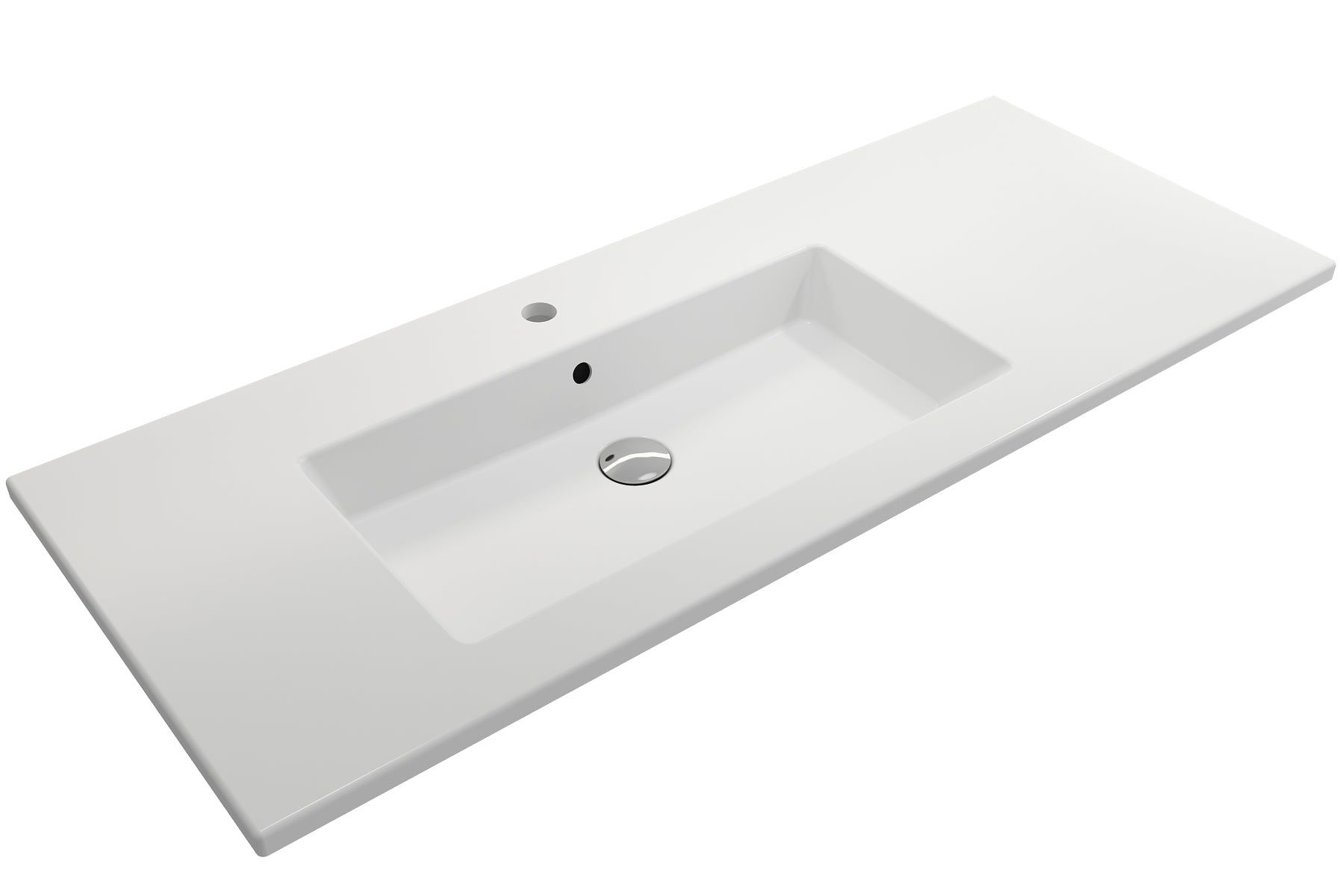 BOCCHI Ravenna 48" Rectangle Wallmount Fireclay Bathroom Sink, Matte White, Single Faucet Hole, 1305-002-0126