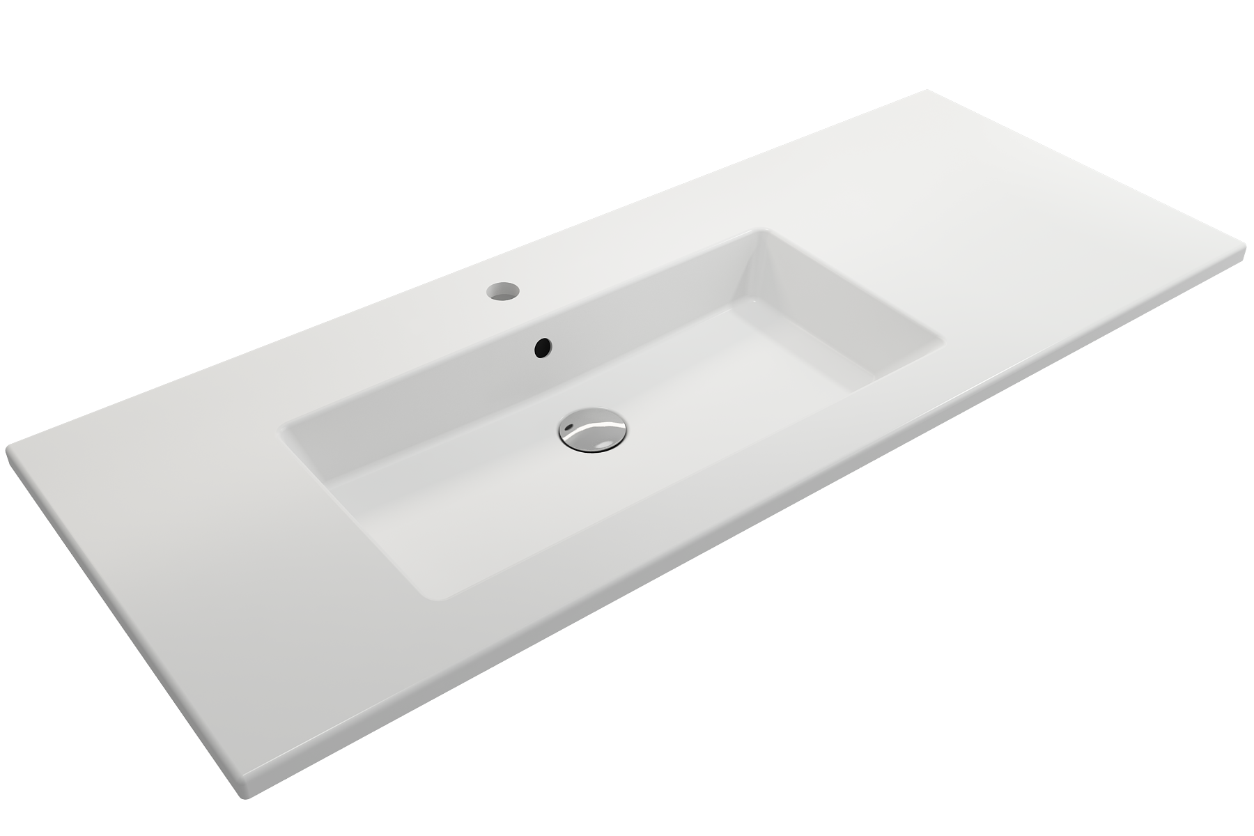 BOCCHI Ravenna 48" Rectangle Wallmount Fireclay Bathroom Sink, Matte White, Single Faucet Hole, 1305-002-0126