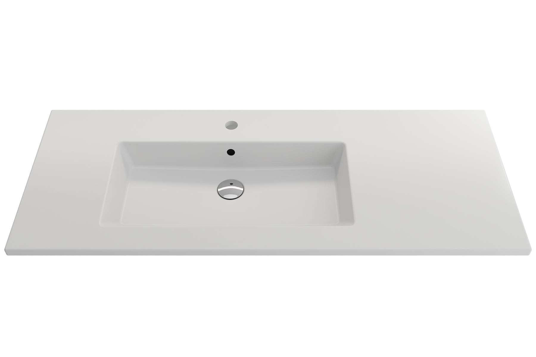 BOCCHI Ravenna 48" Rectangle Wallmount Fireclay Bathroom Sink, Matte White, Single Faucet Hole, 1305-002-0126