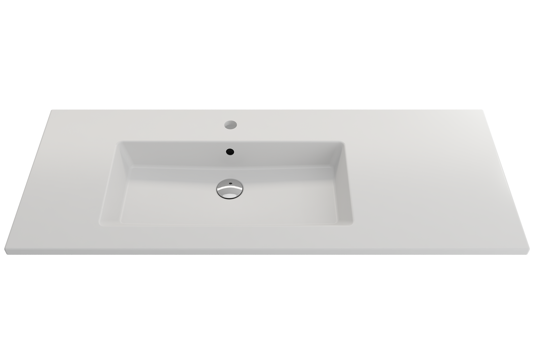 BOCCHI Ravenna 48" Rectangle Wallmount Fireclay Bathroom Sink, Matte White, Single Faucet Hole, 1305-002-0126