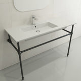 BOCCHI Ravenna 48" Rectangle Wallmount Fireclay Bathroom Sink, Matte White, Single Faucet Hole, 1305-002-0126