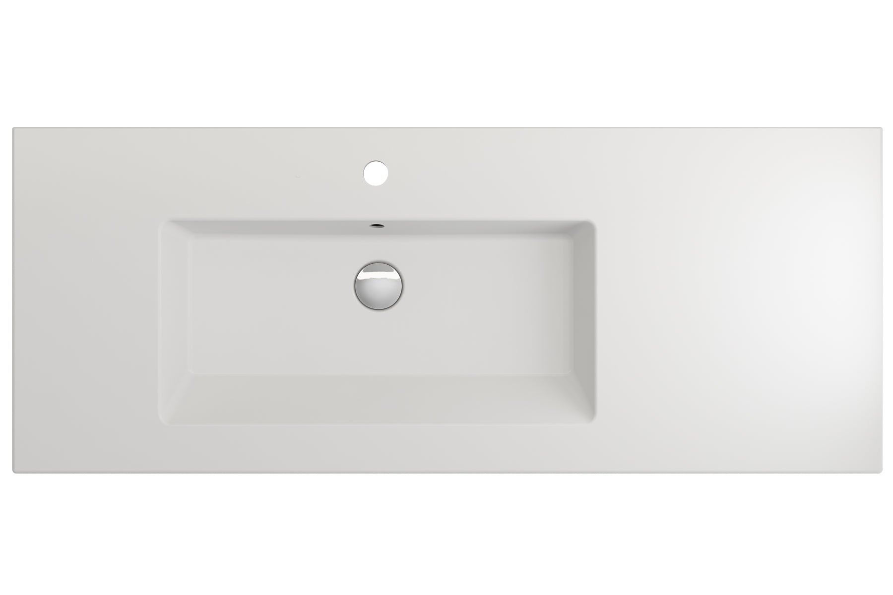 BOCCHI Ravenna 48" Rectangle Wallmount Fireclay Bathroom Sink, Matte White, Single Faucet Hole, 1305-002-0126