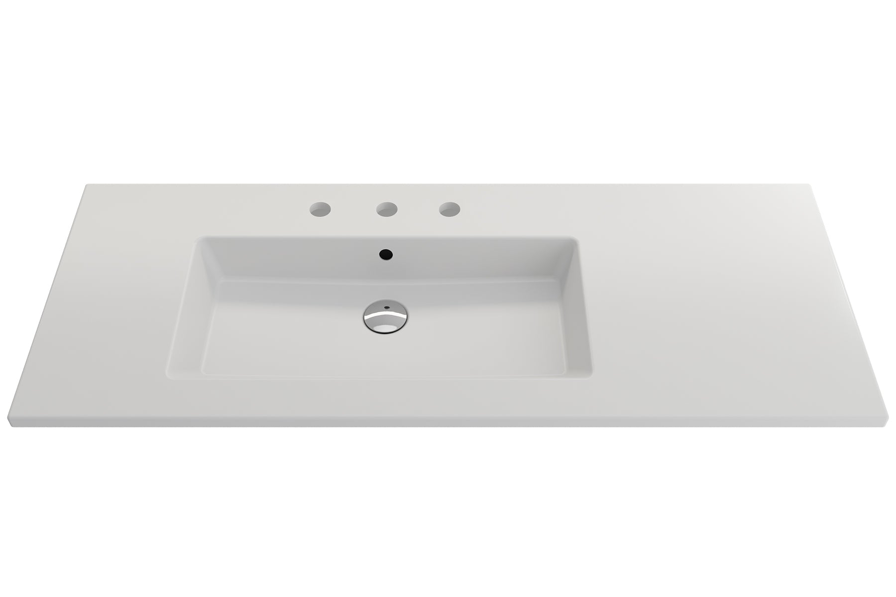 BOCCHI Ravenna 48" Rectangle Wallmount Fireclay Bathroom Sink, Matte White, 3 Faucet Hole, 1305-002-0127