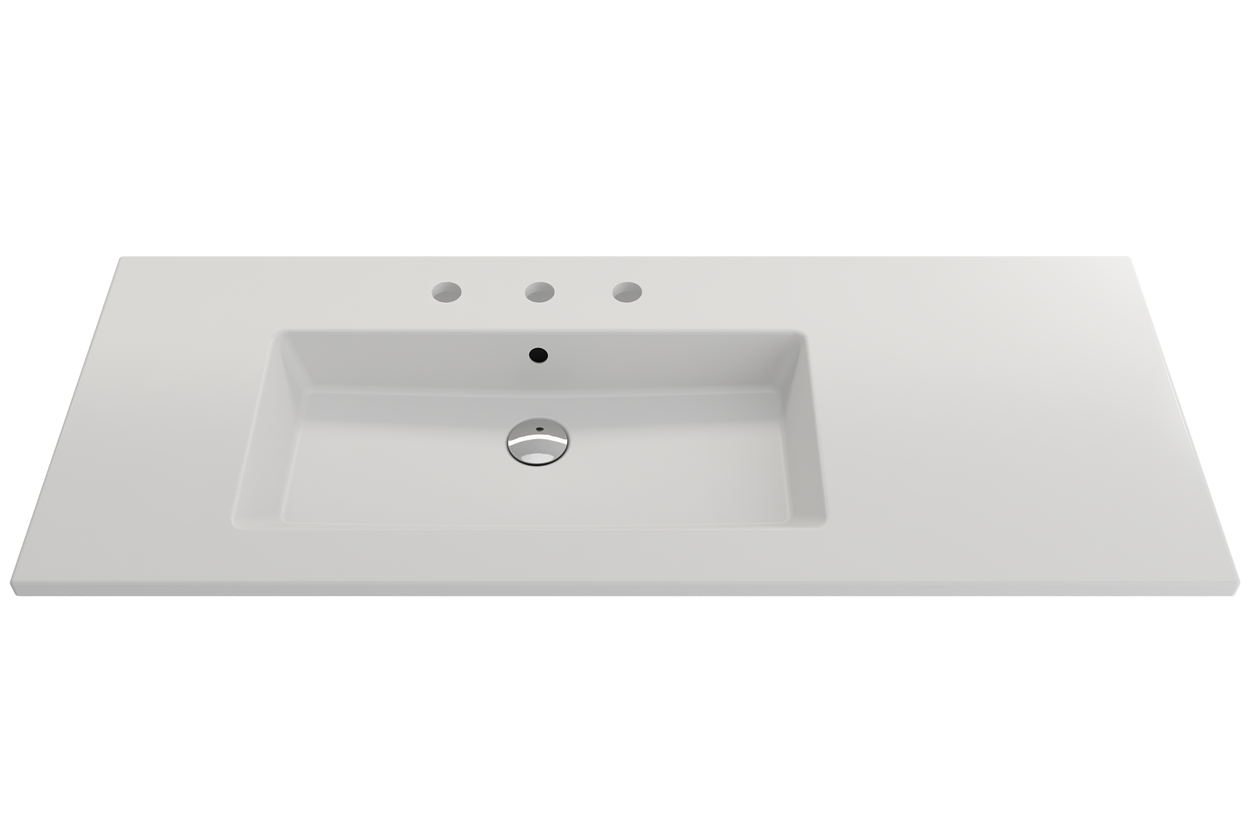 BOCCHI Ravenna 48" Rectangle Wallmount Fireclay Bathroom Sink, Matte White, 3 Faucet Hole, 1305-002-0127