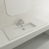 BOCCHI Ravenna 48" Rectangle Wallmount Fireclay Bathroom Sink, Matte White, 3 Faucet Hole, 1305-002-0127