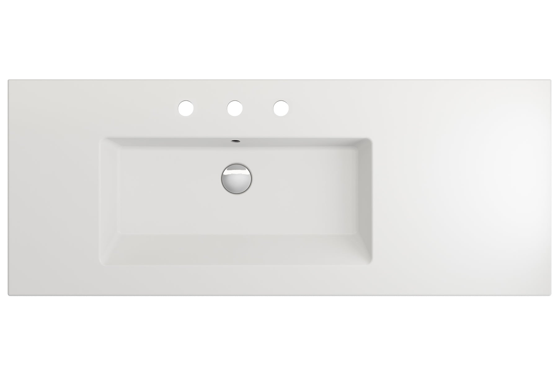 BOCCHI Ravenna 48" Rectangle Wallmount Fireclay Bathroom Sink, Matte White, 3 Faucet Hole, 1305-002-0127
