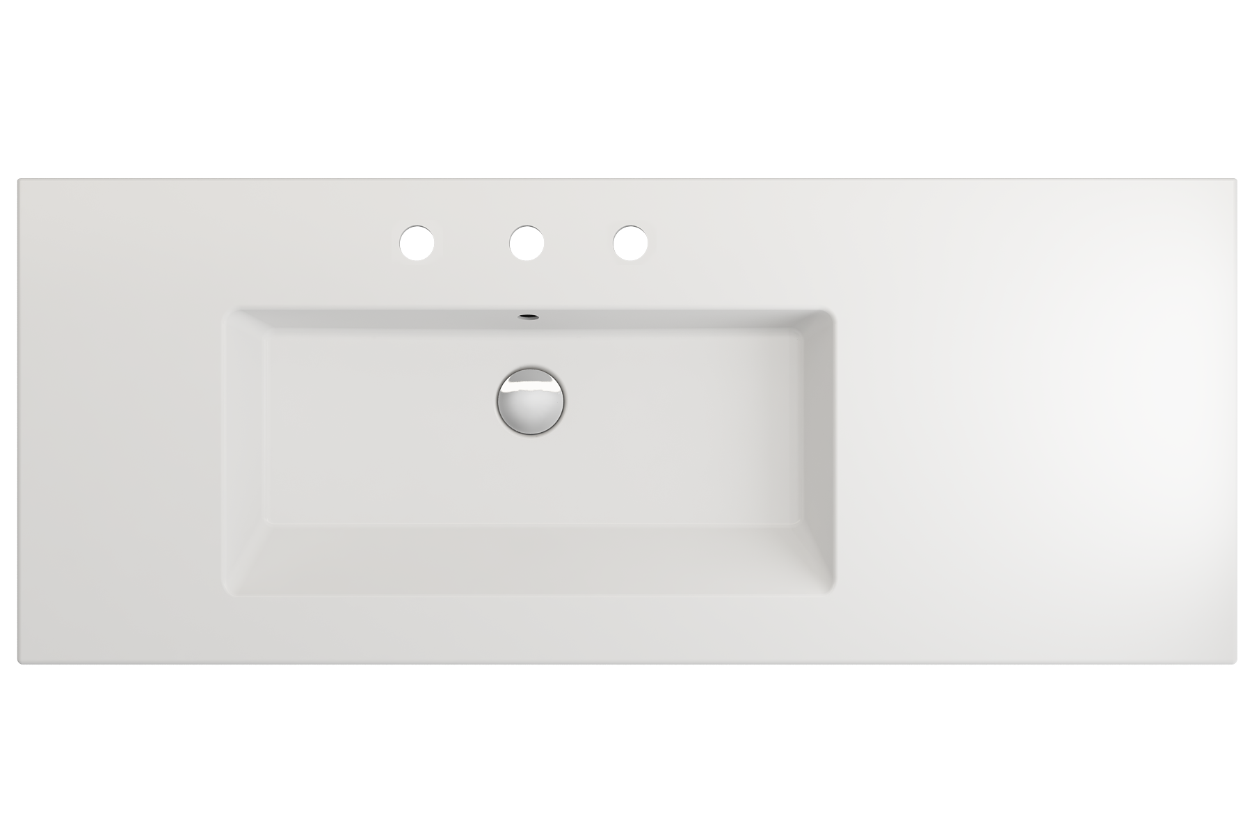 BOCCHI Ravenna 48" Rectangle Wallmount Fireclay Bathroom Sink, Matte White, 3 Faucet Hole, 1305-002-0127