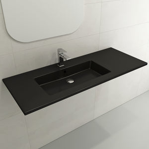 Alternate Image for BOCCHI Ravenna 48" Rectangle Wallmount Fireclay Bathroom Sink, Matte Black , Single Faucet Hole, 1305-004-0126