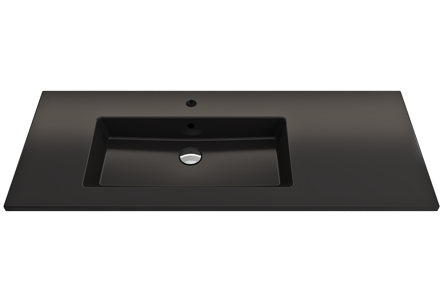 BOCCHI Ravenna 48" Rectangle Wallmount Fireclay Bathroom Sink, Matte Black , Single Faucet Hole, 1305-004-0126