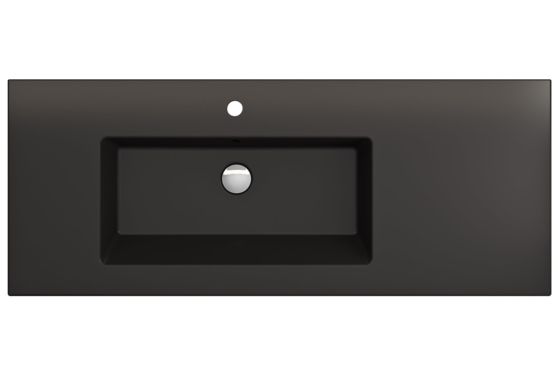 BOCCHI Ravenna 48" Rectangle Wallmount Fireclay Bathroom Sink, Matte Black , Single Faucet Hole, 1305-004-0126