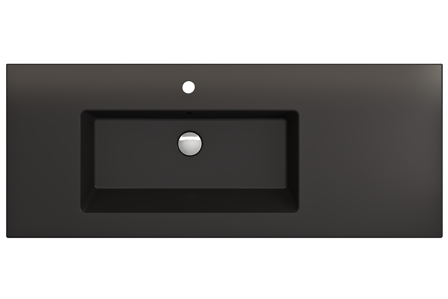 BOCCHI Ravenna 48" Rectangle Wallmount Fireclay Bathroom Sink, Matte Black , Single Faucet Hole, 1305-004-0126