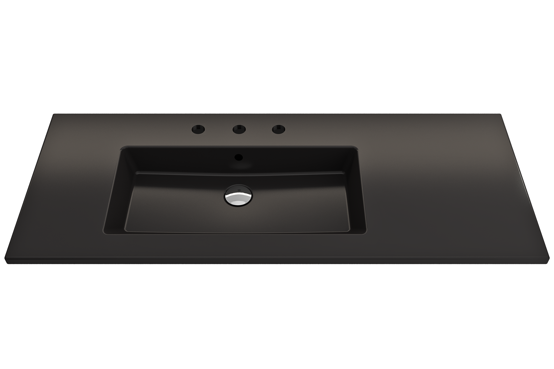 BOCCHI Ravenna 48" Rectangle Wallmount Fireclay Bathroom Sink, Matte Black , 3 Faucet Hole, 1305-004-0127