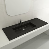BOCCHI Ravenna 48" Rectangle Wallmount Fireclay Bathroom Sink, Matte Black , 3 Faucet Hole, 1305-004-0127