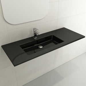 Alternate Image for BOCCHI Ravenna 48" Rectangle Wallmount Fireclay Bathroom Sink, Black , Single Faucet Hole, 1305-005-0126