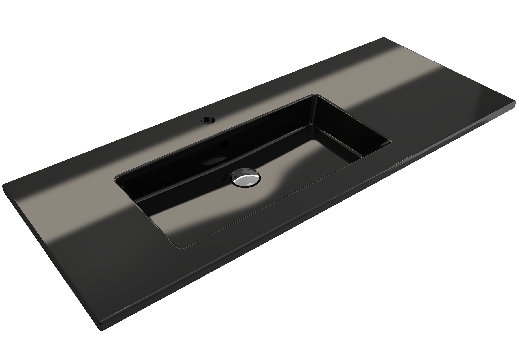 BOCCHI Ravenna 48" Rectangle Wallmount Fireclay Bathroom Sink, Black , Single Faucet Hole, 1305-005-0126