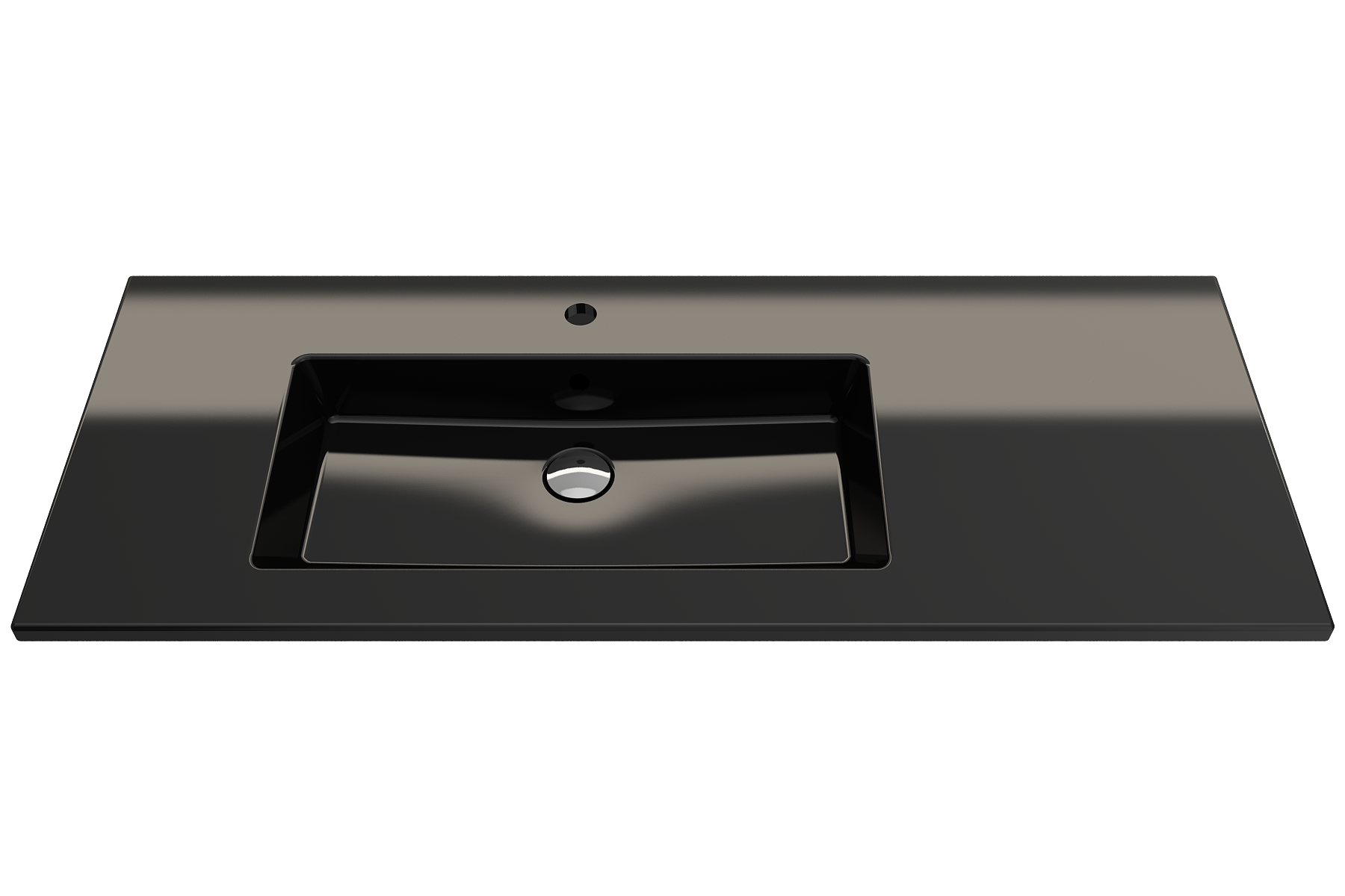 BOCCHI Ravenna 48" Rectangle Wallmount Fireclay Bathroom Sink, Black , Single Faucet Hole, 1305-005-0126