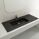 BOCCHI Ravenna 48" Rectangle Wallmount Fireclay Bathroom Sink, Black , Single Faucet Hole, 1305-005-0126