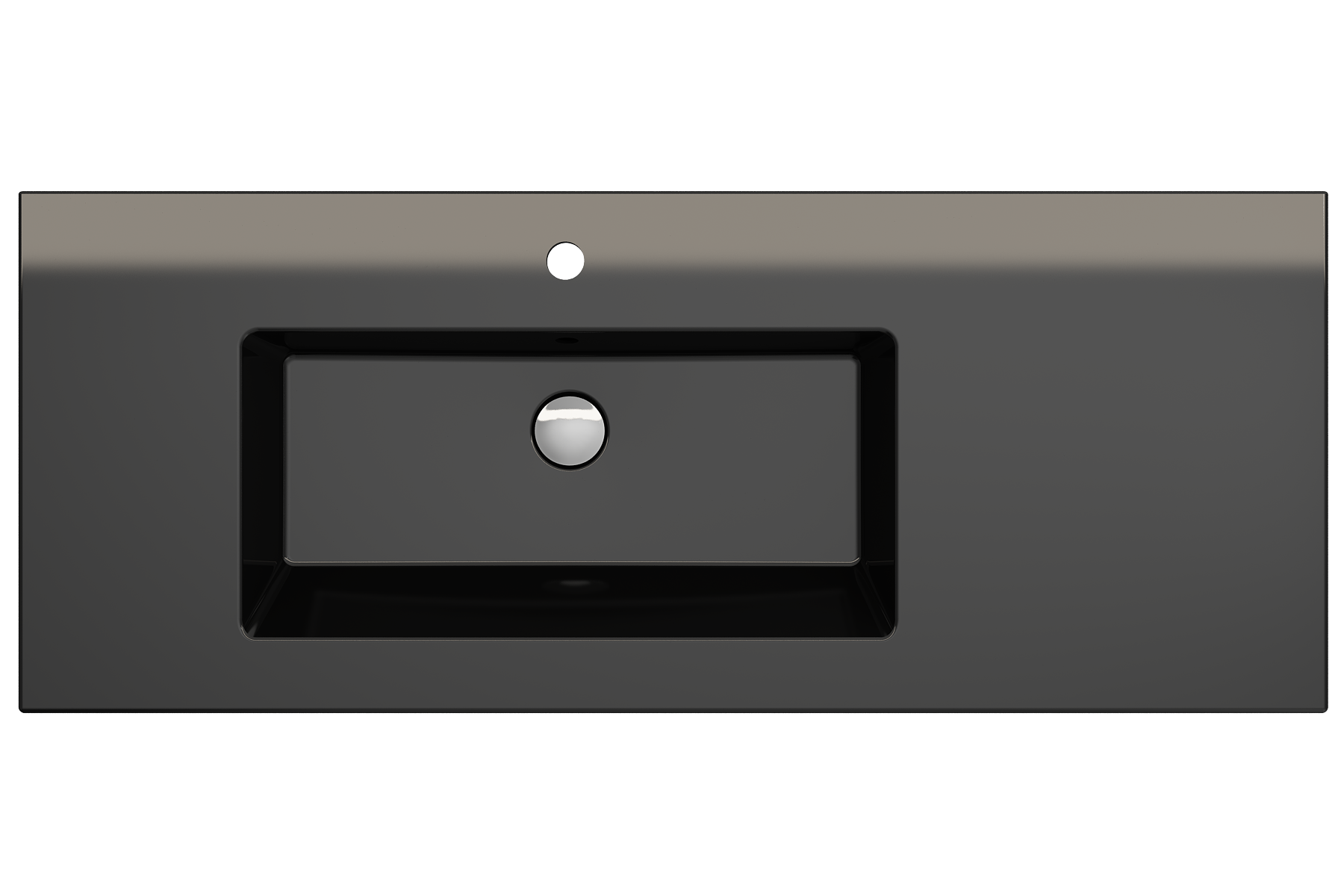 BOCCHI Ravenna 48" Rectangle Wallmount Fireclay Bathroom Sink, Black , Single Faucet Hole, 1305-005-0126