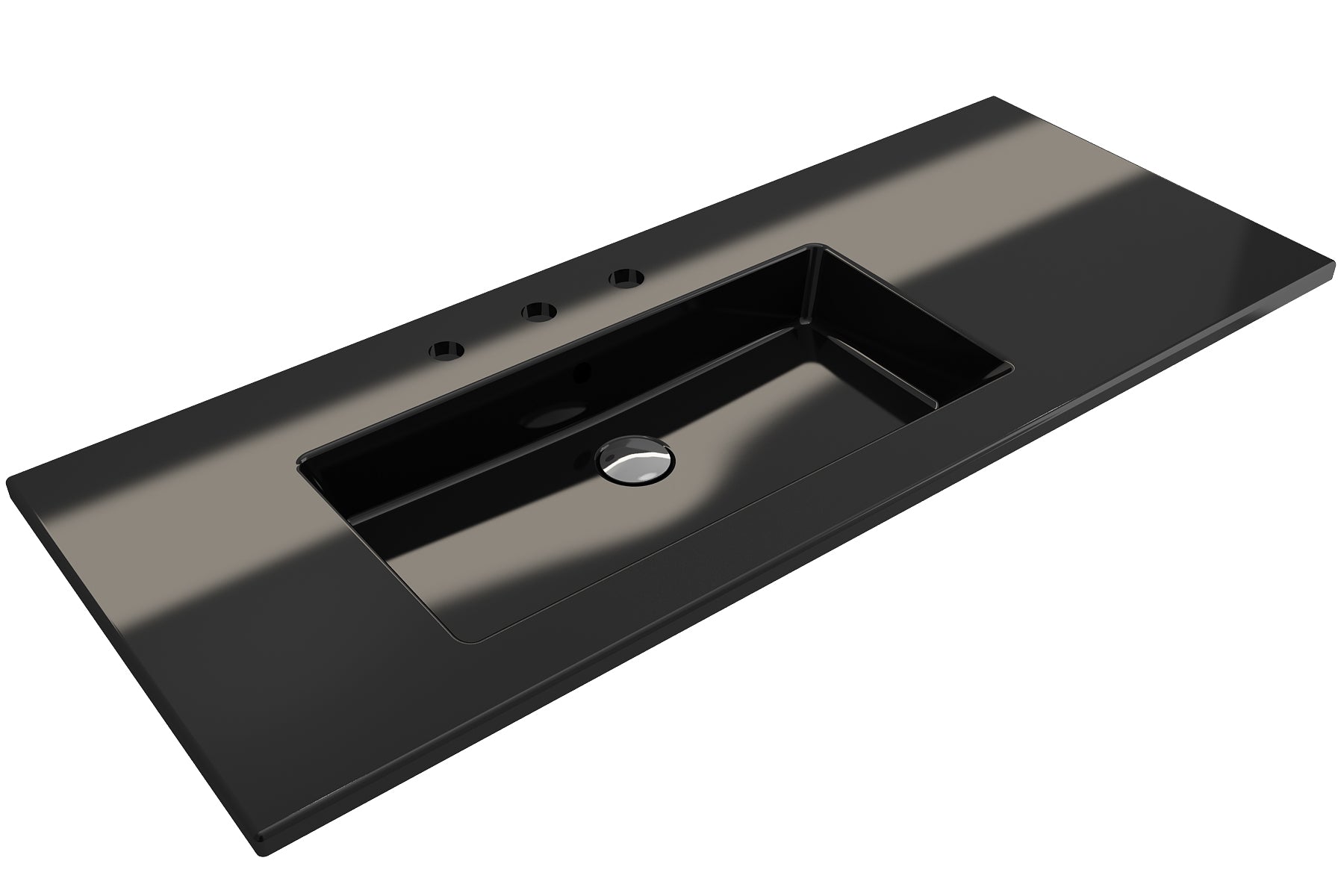 BOCCHI Ravenna 48" Rectangle Wallmount Fireclay Bathroom Sink, Black, 3 Faucet Hole, 1305-005-0127