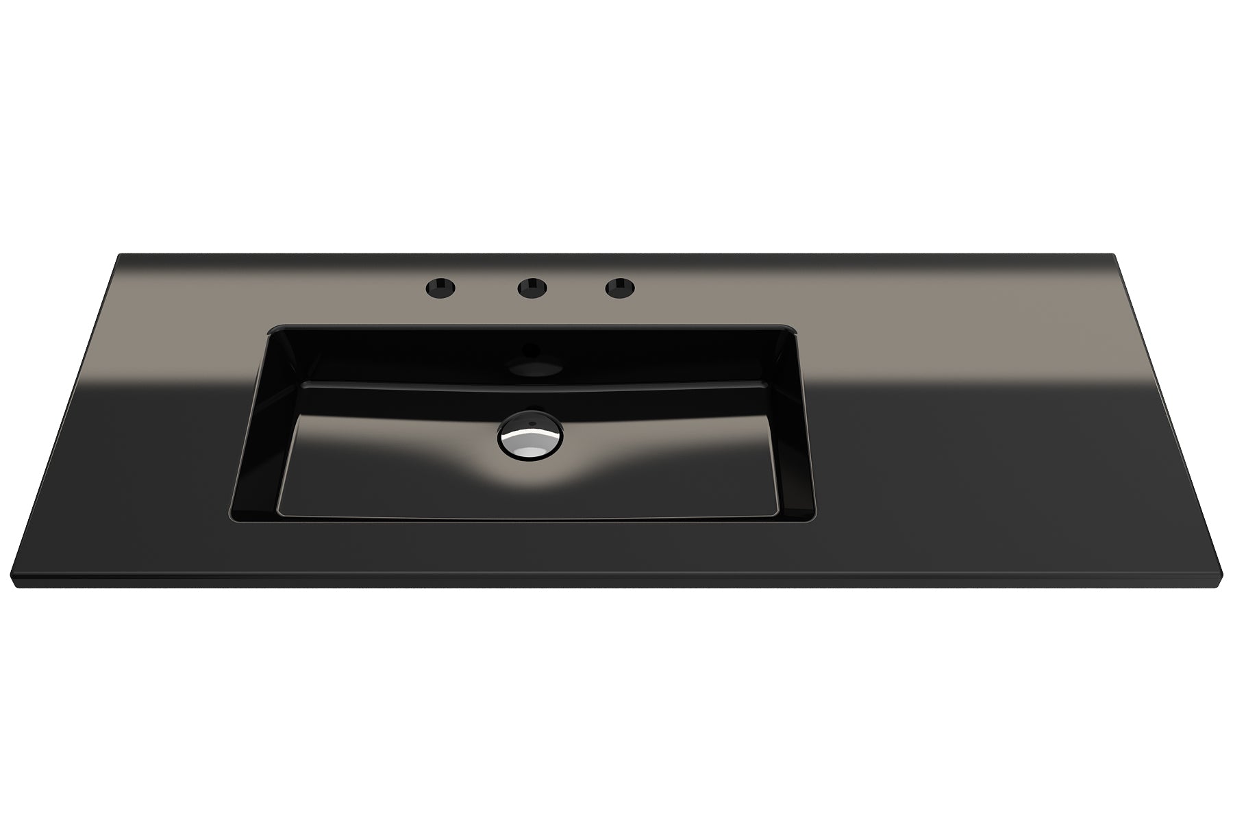 BOCCHI Ravenna 48" Rectangle Wallmount Fireclay Bathroom Sink, Black, 3 Faucet Hole, 1305-005-0127